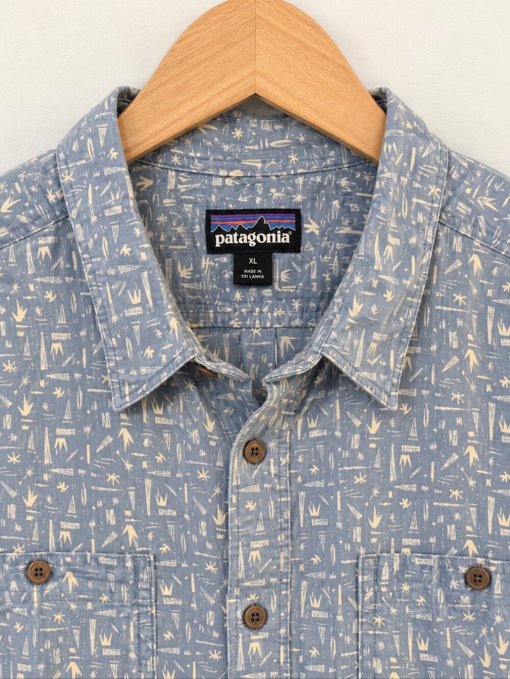 Patagonia Light Blue Printed Short-Sleeve Button-Up Shirt - Size XL